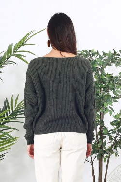 Pull en tricot kaki