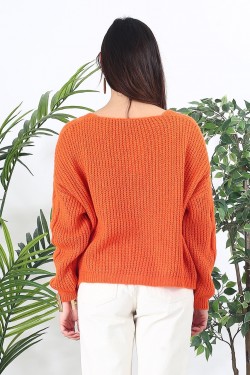 Pull en tricot orange
