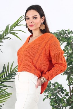 Pull en tricot orange