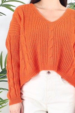 Pull en tricot orange