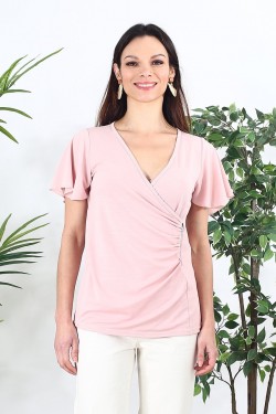 Tee-shirt rose à manches courtes