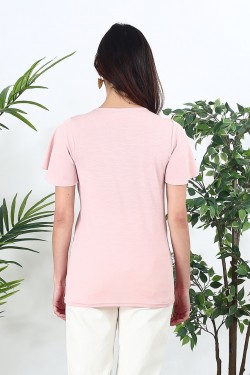 Tee-shirt rose à manches courtes