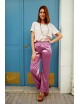 Pantalon parme taille haute en satin