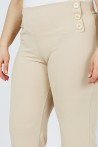 Pantalon Beige de Luxe pour Femme - Taille Haute et Stretch | Fabriqué en France