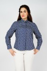 Chemise Femme Bleue Cintrée Imprimée - Excellence et Style