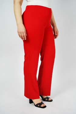 Mode française en ligne : Pantalon rouge coupe droite pour femme