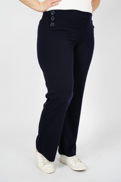 Pantalon Stretch Taille Haute en Bleu Marine