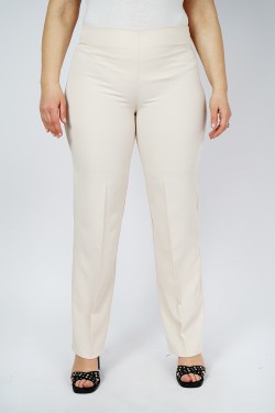 Pantalon Stretch Écru Taille Haute | Printemps-Été |