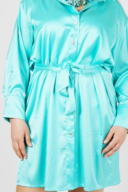 Robe Chemise en Satin Aqua : Confort & Style | Livraison Rapide