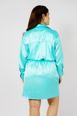 robe chemise en satin aqua. Livraison rapide et fiable en France. Commandez aujourd'hui!