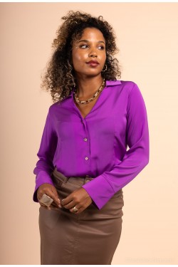 Chemise cintré col en V violet Multiples