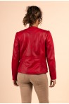 Veste en faux cuir coupe cintrée rouge