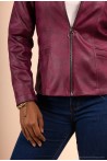 Veste en faux cuir coupe cintrée bordeaux