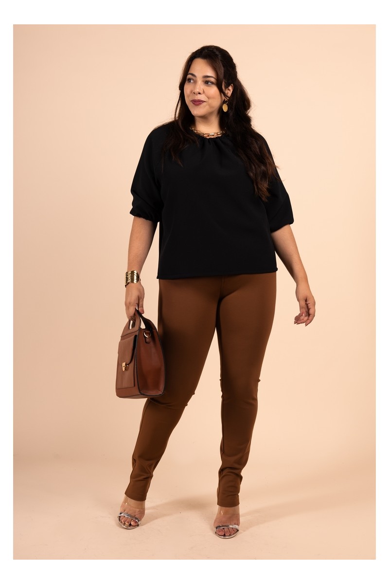 Pantalon legging camel épais taille mi-haute