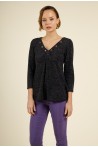 Pull en maille manches 3/4 scintillant noir