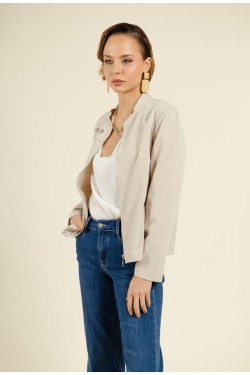 Veste Bomber Revisité Beige - Audacieuse et Moderne