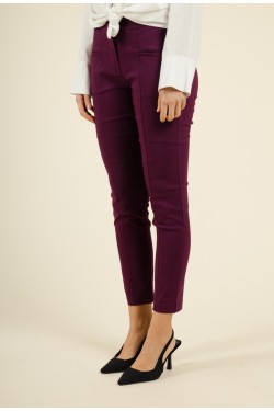 Pantalon Bordeaux coupe Mi-Haute Coupe Slim en Gabardine