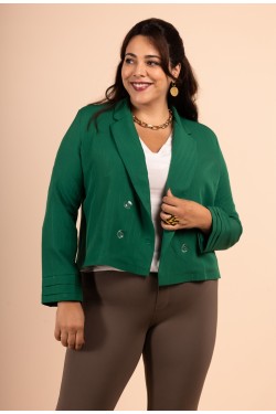 Veste de tailleur verte croisée à rayures scintillante