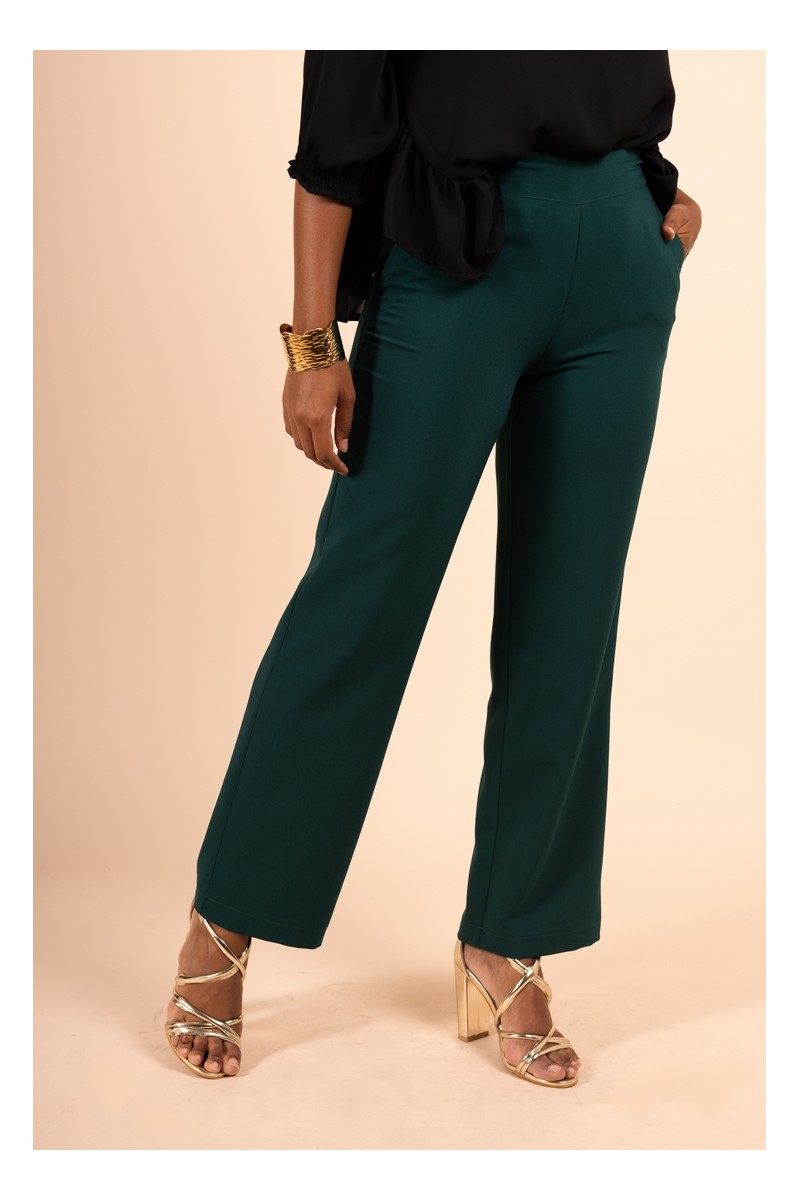 Pantalon à pince vert coupe droite