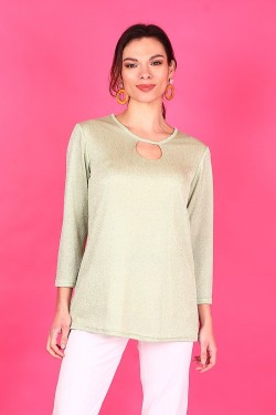 Top manches 3/4 vert anis
