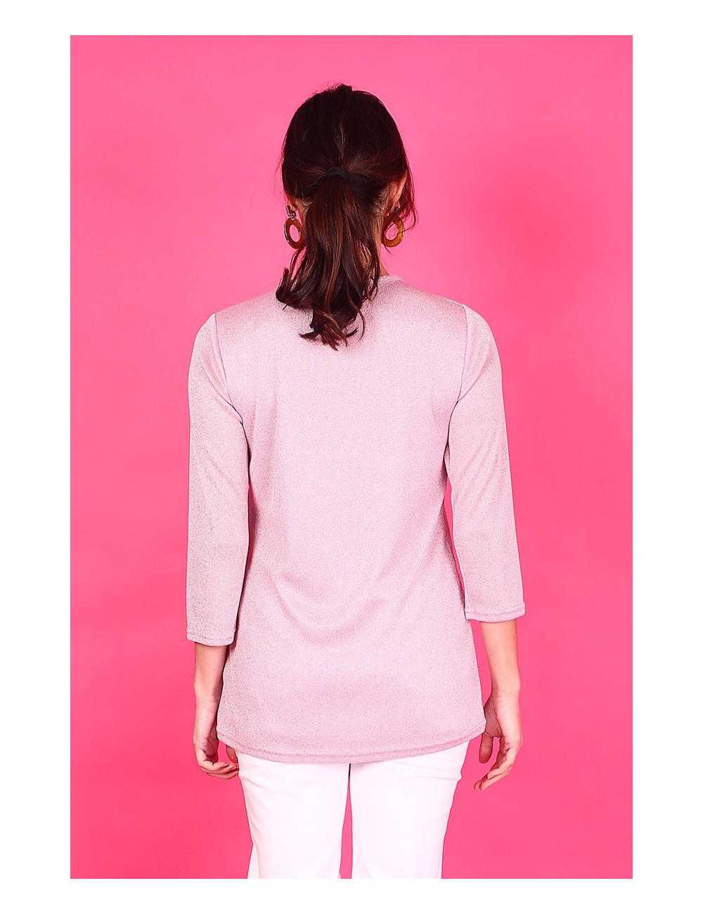Top manches 3/4 rose