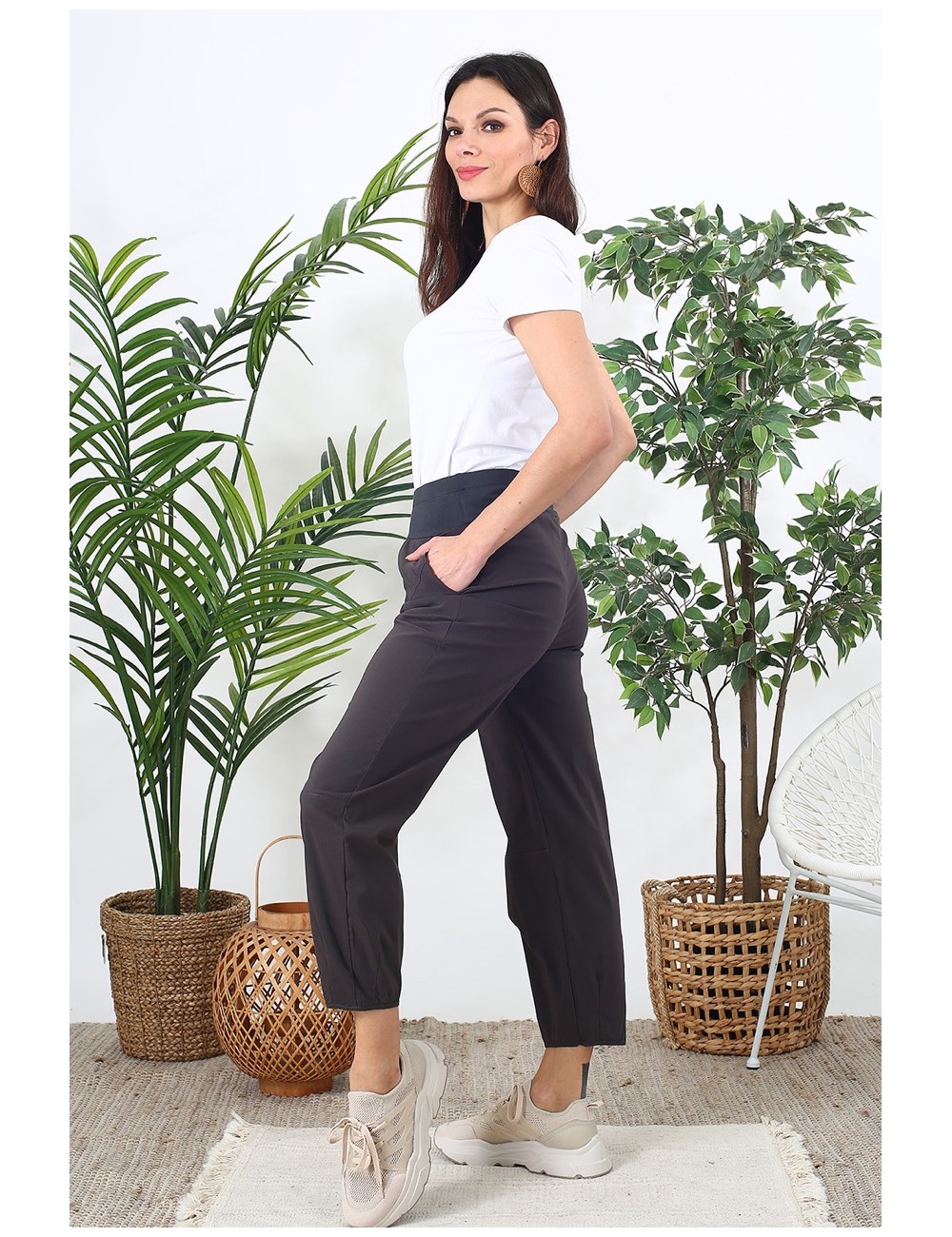 Pantalon stretch gris