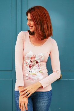 ABLOOMSON Top imprimé rose