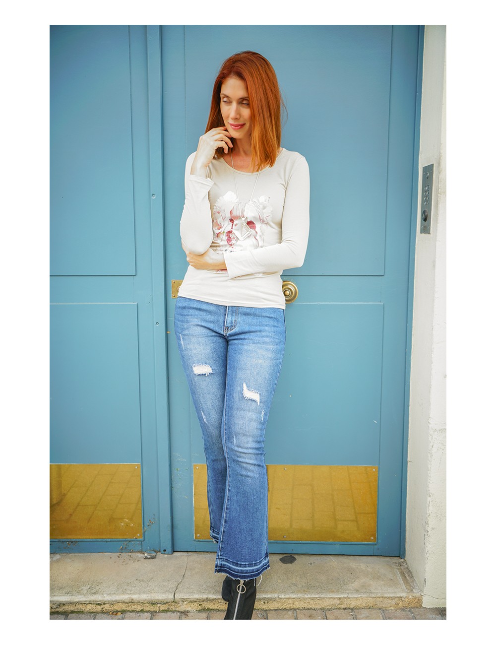 Abloomson Top imprimé beige