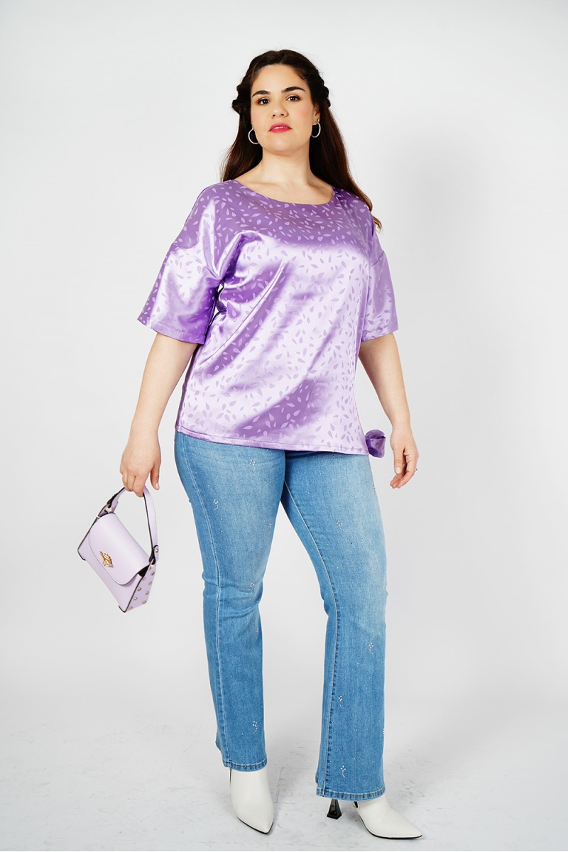La Meilleure Tunique en Satin Lilas Oversize en Ligne