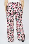 pantalons noirs fluides imprimés floraux pour femme.