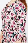 Chemise Noire avec Fleurs | Tailles 38-52 | Fabrication Française