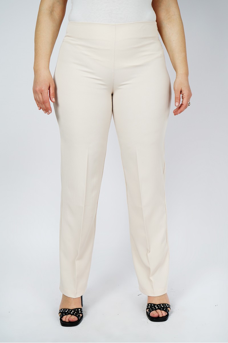 Pantalon Stretch Écru Taille Haute | Printemps-Été |
