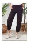 Pantalon en coton choco taille haute élastiquée