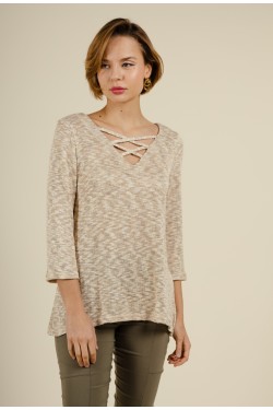 Pull uni à manches 3/4 avec...