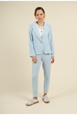 Veste de Tailleur bleu ciel Légère en Crêpe avec Épaulettes