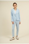 Veste de Tailleur bleu ciel Légère en Crêpe avec Épaulettes