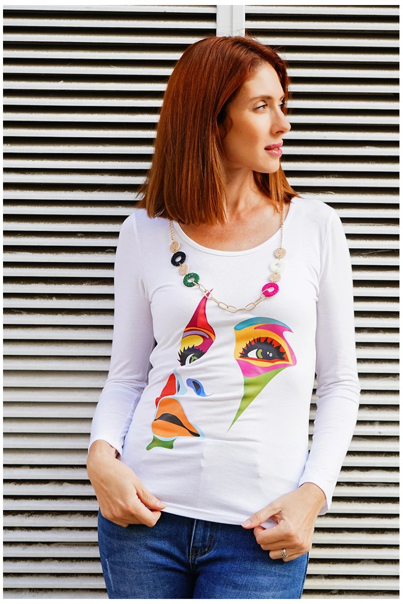 Tee shirt en viscose manches longues