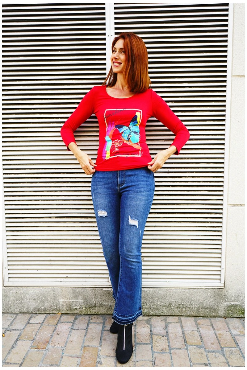 Tee shirt en viscose manches longues