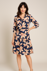 Robe chemise mi-longue à motifs floraux – Élégance marine Made in France