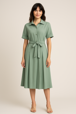 Robe vert sauge mi-longue...