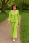 Tunique pistache femme fluide col V manches longues bouffantes – Look chic et contemporain