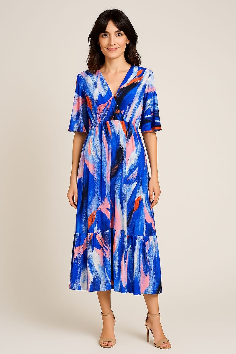 Robe fluide à col V – Simplicité et élégance
