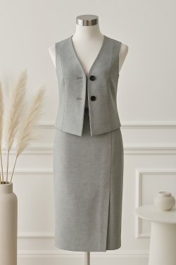 Jupe Crayon Grise Avec fente – Style Moderne et Chic