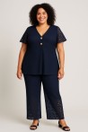Pantalon Large en dentelle Bleu Marine – chic et Confort