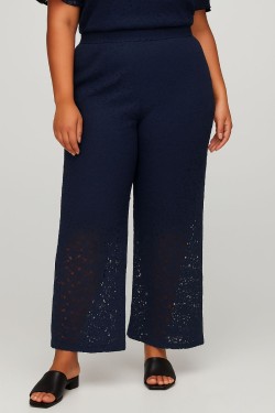 Pantalon Large en dentelle Bleu Marine – chic et Confort