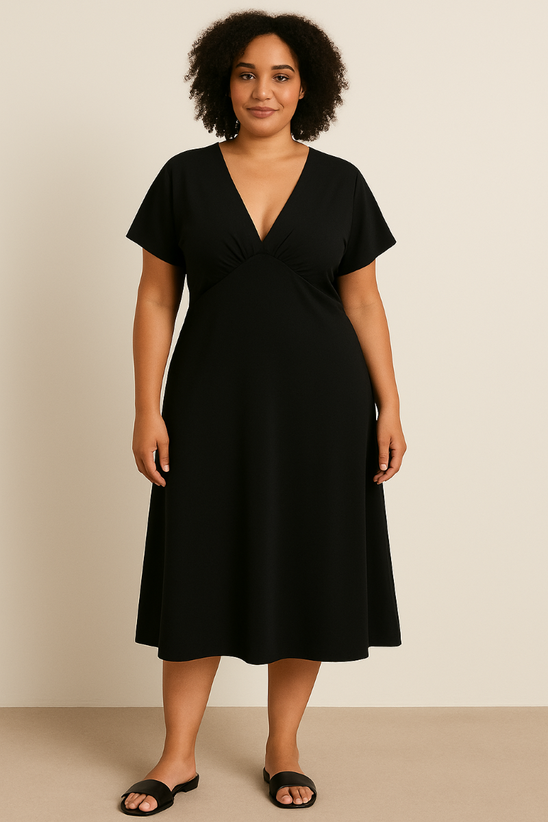 Robe fluide à Col V – élégance minimaliste