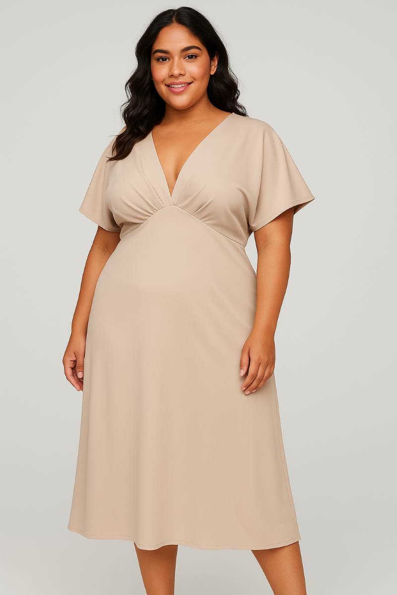 Robe fluide à Col V – élégance minimaliste