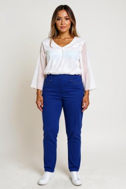 Pantalon slim en coton avec...