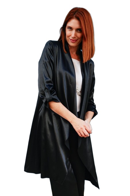 Gilet Veste Nanette Lepore En Coton Satiné Noir - Taille 4/38, Neuve Sans étiquettes, Courte