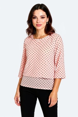 Blouse imprimée rose à pois...